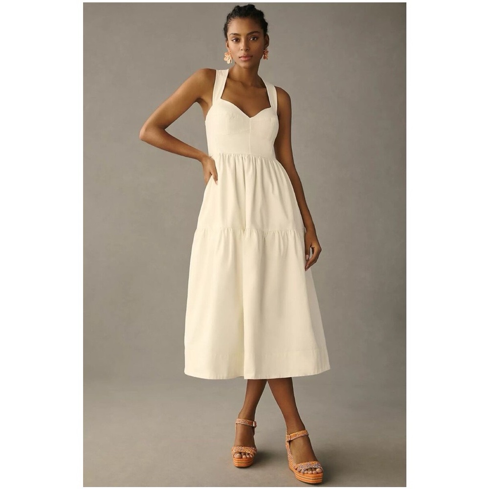Anthropology -Forever that girl - Denim sweetheart Dress NWT size MP- runs large
